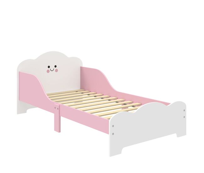 Aiyaplay cama infantil, 70x140 cm, cama montessori con barandillas altas, tema de algodón de azúcar, para niños y niñas de 3-6 años, rosa