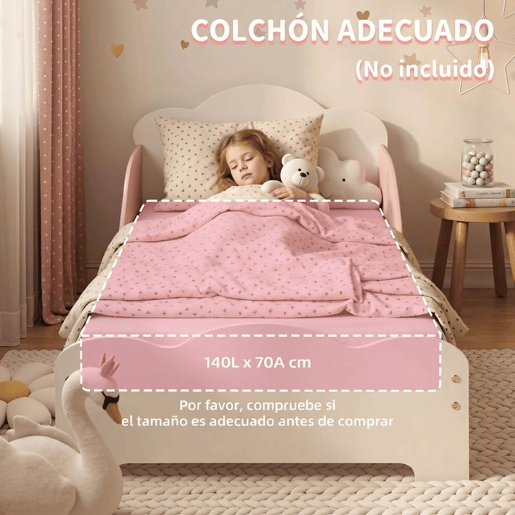 AIYAPLAY Cama Infantil, 70x140 cm, Cama Montessori com Grades Altas, Tema de Algodão-Doce, para Crianças de 3 a 6 Anos, Rosa AIYAPLAY Cama Infantil, 70x140 cm, Cama Montessori com Grades Altas, Tema de Algodão-Doce, para Crianças de 3 a 6 Anos, Rosa