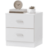 Mesa de cabeceira com 2 gavetas, mesa lateral para sala de estar ou quarto, capacidade de carga de 30 kg, 45 x 39,5 x 49 cm, branca