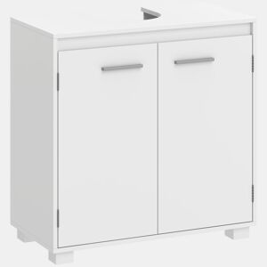 HOMCOM Móvel Sob o Lavatório, Armário de Casa de Banho com Prateleira Ajustável, 2 Portas e Recorte em U, para Lavatório com ou sem Coluna, 60x30x60 cm, Branco