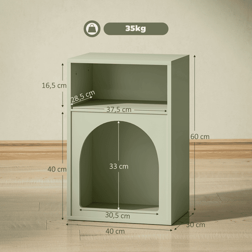 Mesa de cabeceira estreita com 2 compartimentos abertos, design em forma de arco, 40x30x60 cm, verde Mesa de cabeceira estreita com 2 compartimentos abertos, design em forma de arco, 40x30x60 cm, verde