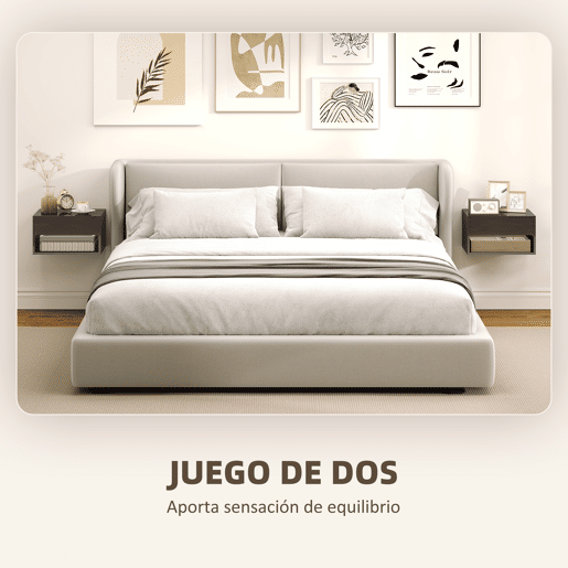 Conjunto de 2 mesas de cabeceira suspensas com gaveta para quarto, 37x32x21 cm, preto brilhante Conjunto de 2 mesas de cabeceira suspensas com gaveta para quarto, 37x32x21 cm, preto brilhante