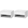 Conjunto de 2 mesas de cabeceira suspensas com gaveta para quarto, 37x32x21 cm, brancas