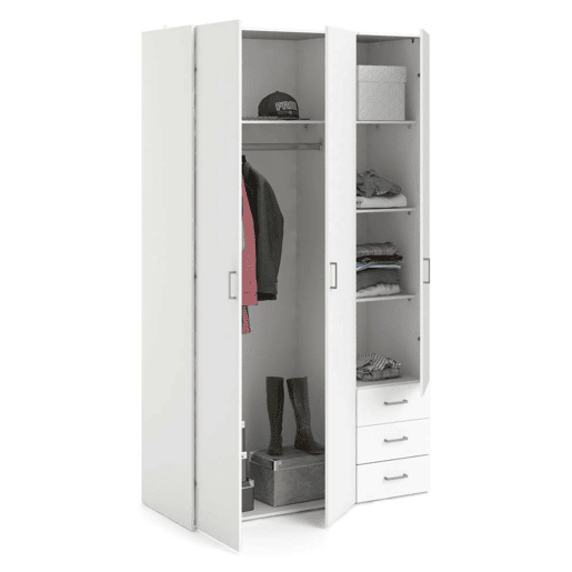 Guarda-roupa 3 Portas 4 Prateleiras em Madeira Nobilitada Guarda-roupa 3 Portas 4 Prateleiras em Madeira Nobilitada