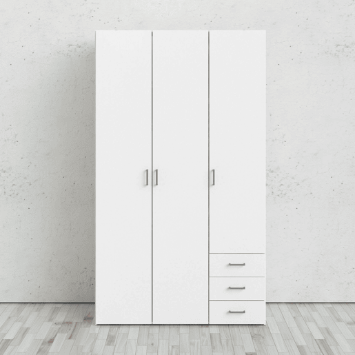 Guarda-roupa 3 Portas 4 Prateleiras em Madeira Nobilitada Guarda-roupa 3 Portas 4 Prateleiras em Madeira Nobilitada