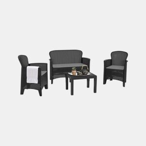 Conjunto de Sala de Estar Externa 4 Lugares em Plástico