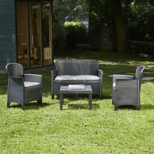 Conjunto de Sala de Estar Externa 4 Lugares em Plástico Conjunto de Sala de Estar Externa 4 Lugares em Plástico