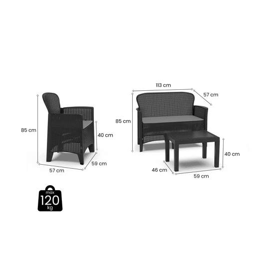 Conjunto de Sala de Estar Externa 4 Lugares em Plástico Conjunto de Sala de Estar Externa 4 Lugares em Plástico