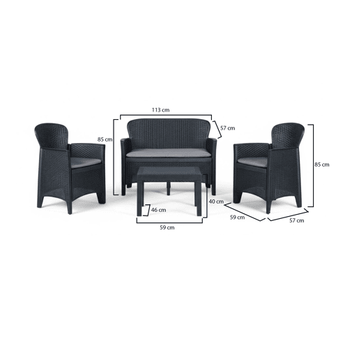 Conjunto de Sala de Estar Externa 4 Lugares em Plástico Conjunto de Sala de Estar Externa 4 Lugares em Plástico
