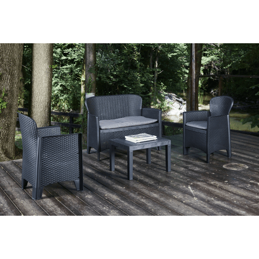 Conjunto de Sala de Estar Externa 4 Lugares em Plástico Conjunto de Sala de Estar Externa 4 Lugares em Plástico