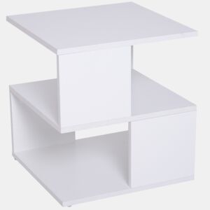 Mesa de cabeceiralateral de 2 níveis com prateleira de armazenamento para sala de estar, 40x40x43cm, branca