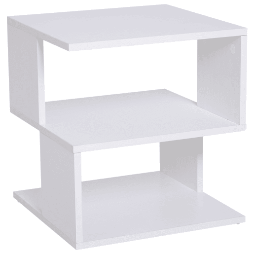 Mesa de cabeceiralateral de 2 níveis com prateleira de armazenamento para sala de estar, 40x40x43cm, branca