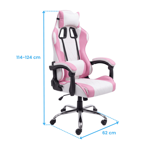 Cadeira Gamer Reclinável Ergonômica Legend Rosa e Branca com Almofada Lombar Cadeira Gamer Reclinável Ergonômica Legend Rosa e Branca com Almofada Lombar
