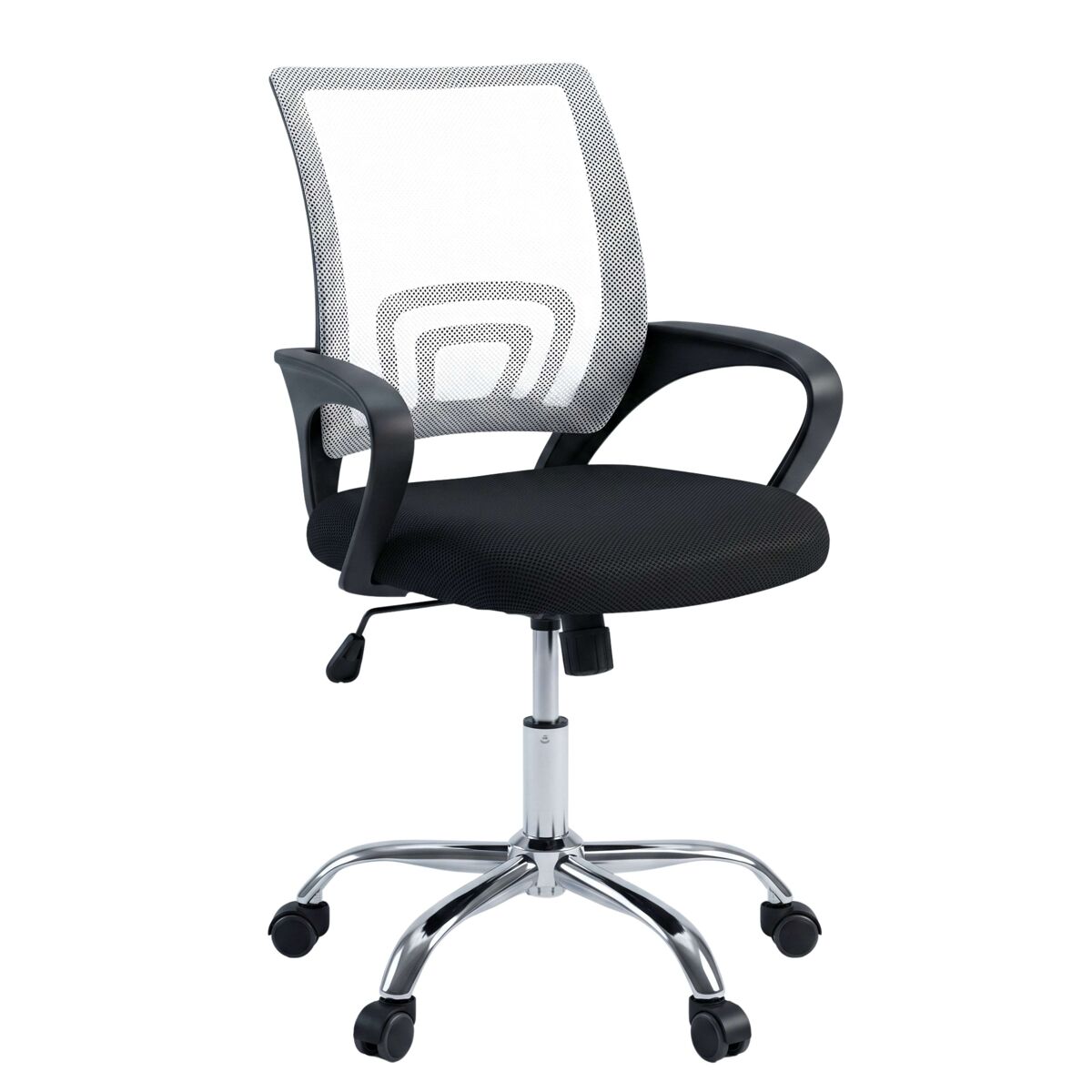 Silla de oficina o escritorio vita, soporte lumbar, malla transpirable, reposabrazos blanco y negro