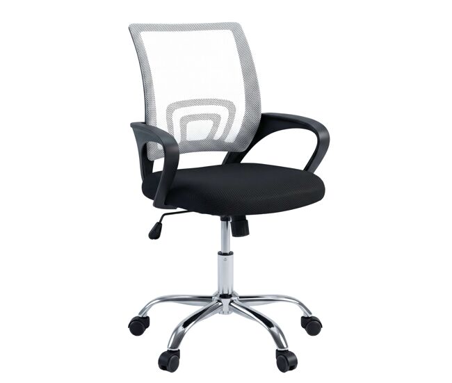 Silla de oficina o escritorio vita, soporte lumbar, malla transpirable, reposabrazos blanco y negro