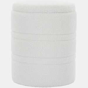 HOMCOM Puff de Arrumação Redondo, Banco de Arrumação 33 L, Ø36,5x46,5 cm, Revestido em Borreguito, Baú de Arrumação com Tampa, Suporta 120 kg, Banco para Sala, Quarto ou Entrada, Branco