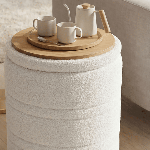 HOMCOM Puff de Arrumação Redondo, Banco de Arrumação 33 L, Ø36,5x46,5 cm, Revestido em Borreguito, Baú de Arrumação com Tampa, Suporta 120 kg, Banco para Sala, Quarto ou Entrada, Branco HOMCOM Puff de Arrumação Redondo, Banco de Arrumação 33 L, Ø36,5x46,5 cm, Revestido em Borreguito, Baú de Arrumação com Tampa, Suporta 120 kg, Banco para Sala, Quarto ou Entrada, Branco
