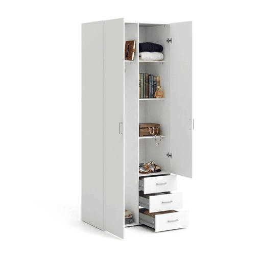 Guarda-roupa 2 Portas 4 Prateleiras em Madeira Nobilitada