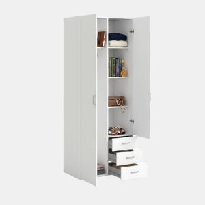 Guarda-roupa 2 Portas 4 Prateleiras em Madeira Nobilitada