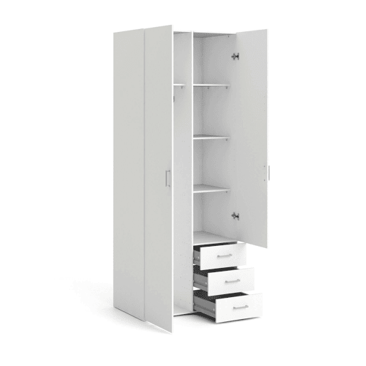 Guarda-roupa 2 Portas 4 Prateleiras em Madeira Nobilitada