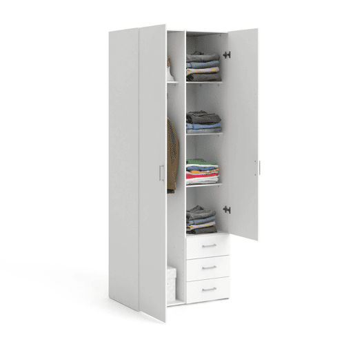 Guarda-roupa 2 Portas 4 Prateleiras em Madeira Nobilitada