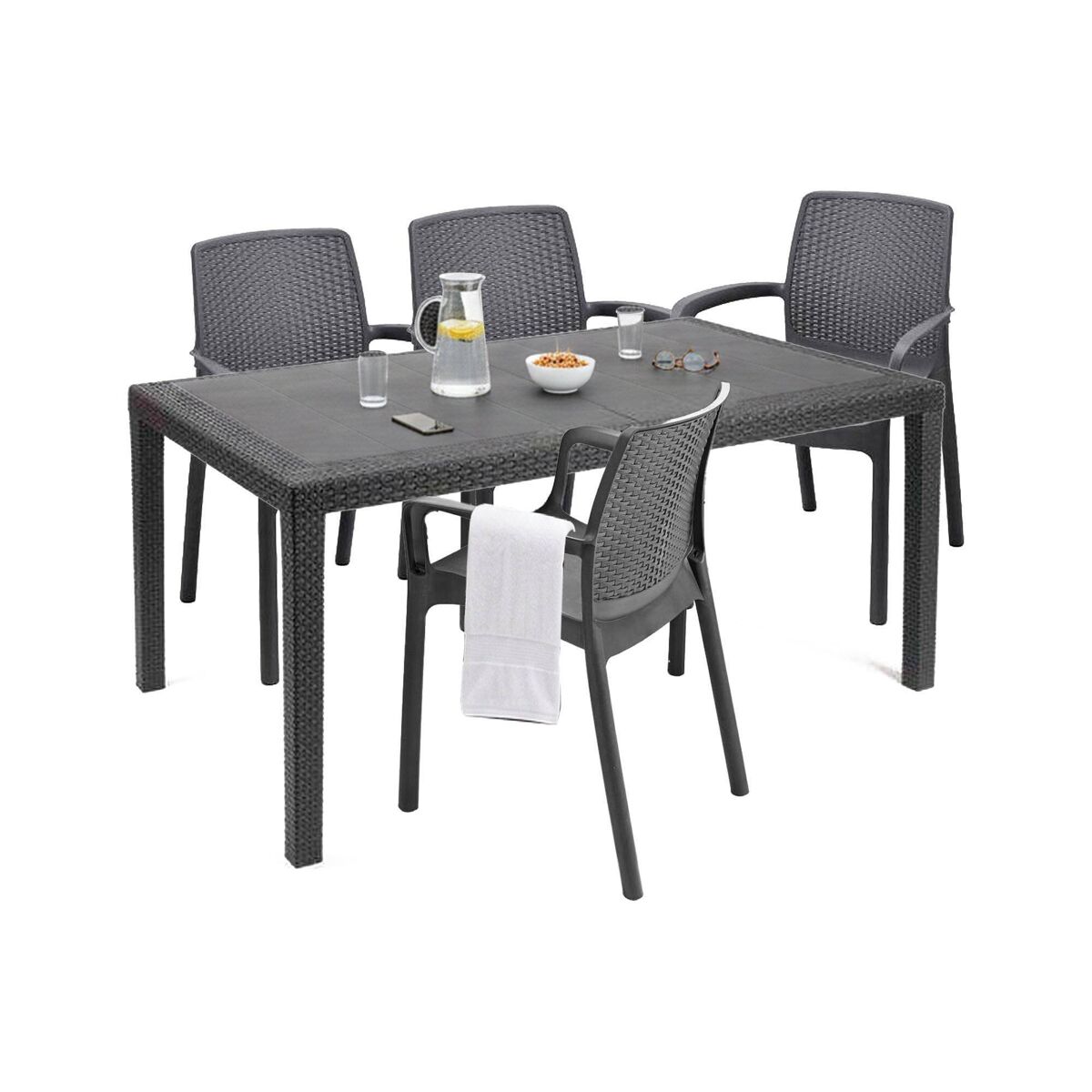 Set de sala exterior para 4 personas de plástico