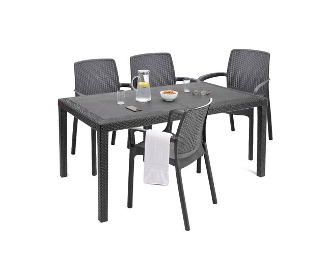 Set de sala exterior para 4 personas de plástico