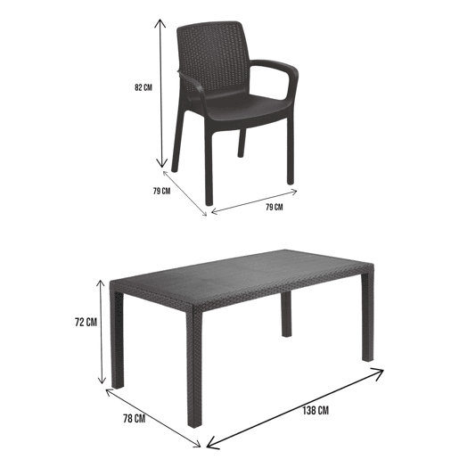 Conjunto de Jardim 4 Lugares em Plástico Conjunto de Jardim 4 Lugares em Plástico