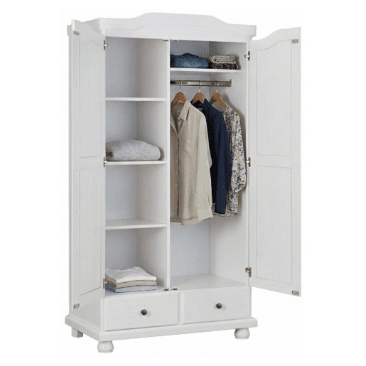 Guarda-roupa 2 Portas 4 Prateleiras em Madeira Maciça