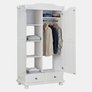 Guarda-roupa 2 Portas 4 Prateleiras em Madeira Maciça