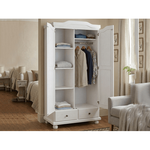 Guarda-roupa 2 Portas 4 Prateleiras em Madeira Maciça