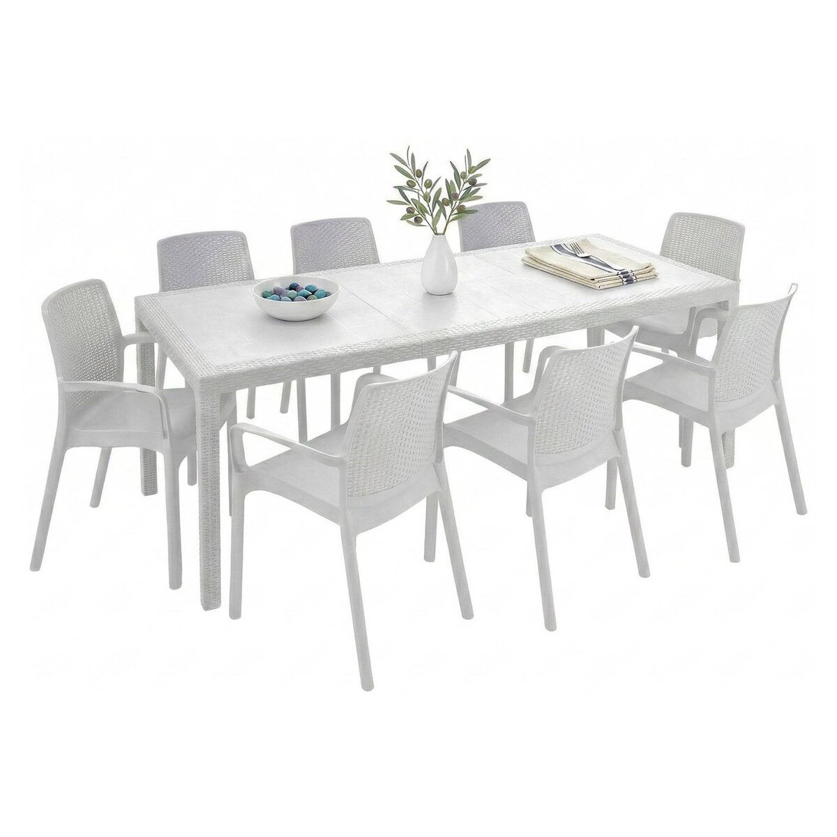 Set de salón de exterior de plástico para 8 personas