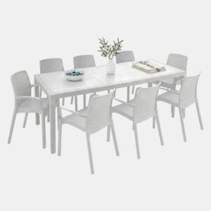 Conjunto de sala de estar externa com 8 lugares em plástico