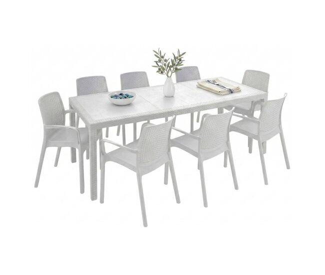 Set de salón de exterior de plástico para 8 personas