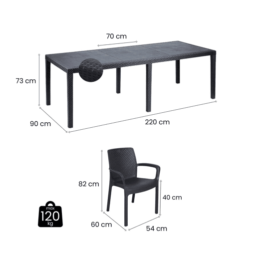 Conjunto de Jardim 8 Lugares em Plástico