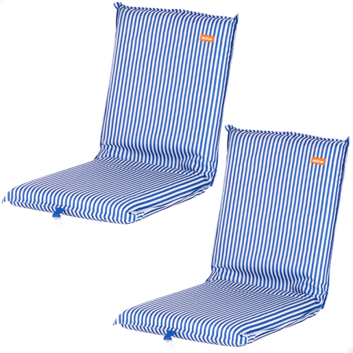 Aktive Pack 2 cadeiras praia baixas com múltiplas posiçõe, 40x48x56 cm listras azuis, com bolso traseiro