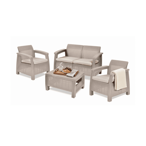 Conjunto de Sofás para Exteriores 3 Lugares em Plástico Conjunto de Sofás para Exteriores 3 Lugares em Plástico