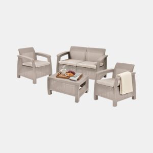 Conjunto de Sofás para Exteriores 3 Lugares em Plástico