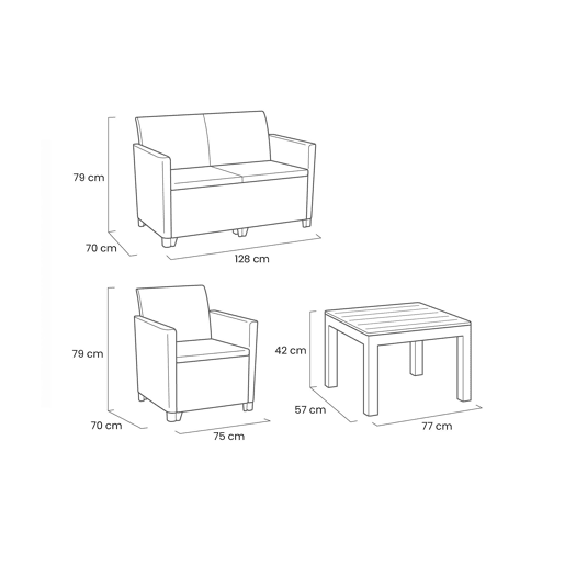 Conjunto de Sofás para Exteriores 3 Lugares em Plástico Conjunto de Sofás para Exteriores 3 Lugares em Plástico