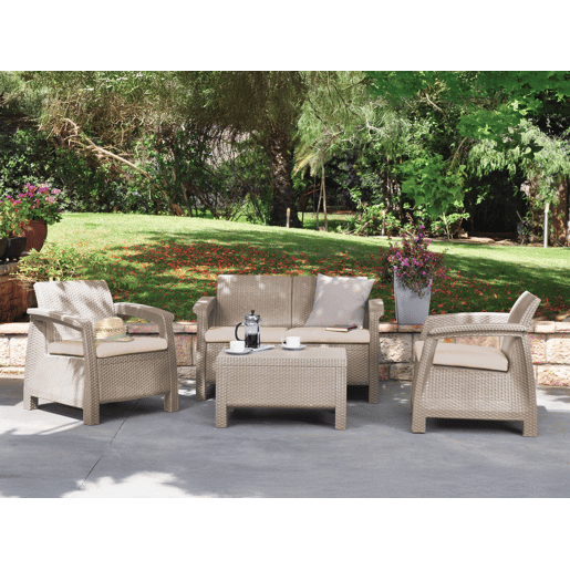 Conjunto de Sofás para Exteriores 3 Lugares em Plástico Conjunto de Sofás para Exteriores 3 Lugares em Plástico
