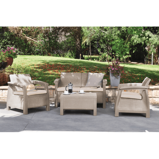Conjunto de Sofás para Exteriores 3 Lugares em Plástico Conjunto de Sofás para Exteriores 3 Lugares em Plástico