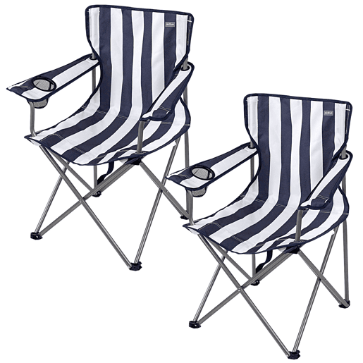 Aktive Conjunto de 2 cadeiras altas de camping listradas, 45x47x82 cm Aktive Conjunto de 2 cadeiras altas de camping listradas, 45x47x82 cm