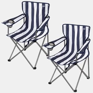 Aktive Conjunto de 2 cadeiras altas de camping listradas, 45x47x82 cm