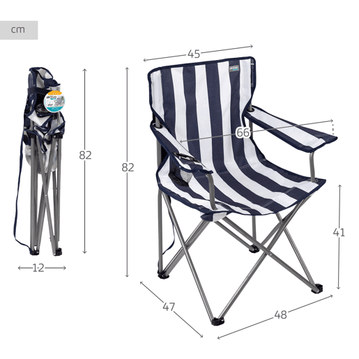 Aktive Conjunto de 2 cadeiras altas de camping listradas, 45x47x82 cm Aktive Conjunto de 2 cadeiras altas de camping listradas, 45x47x82 cm