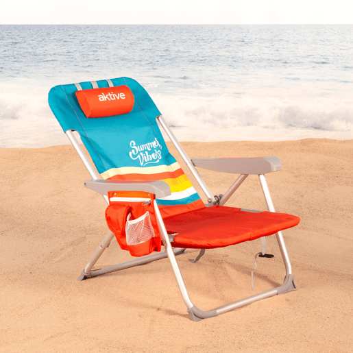 Aktive Cadeira de praia multifuncional 50x60x85 cm multicolorida com bolsos Aktive Cadeira de praia multifuncional 50x60x85 cm multicolorida com bolsos