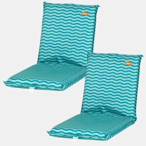 Aktive Pack 2 cadeiras praia baixas com múltiplas posições 40x48x56 cm, cor turquesa com ondas e bolso traseiro
