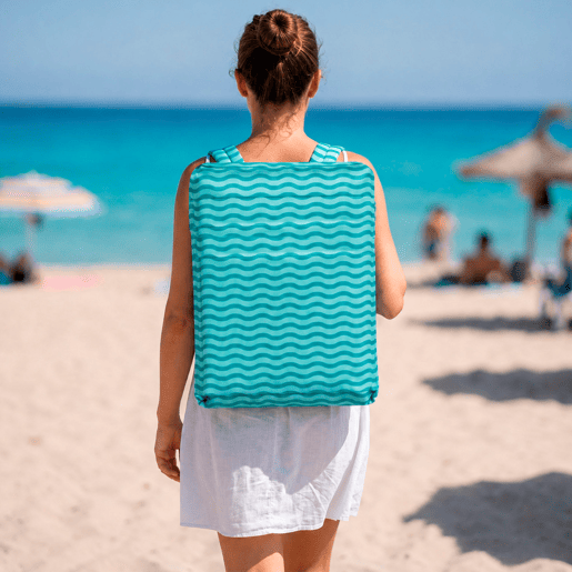 Aktive Pack 2 cadeiras praia baixas com múltiplas posições 40x48x56 cm, cor turquesa com ondas e bolso traseiro Aktive Pack 2 cadeiras praia baixas com múltiplas posições 40x48x56 cm, cor turquesa com ondas e bolso traseiro