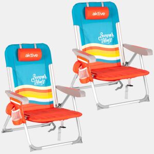 Aktive Pack 2 cadeiras praia médias multiposições 50x60x85 cm multicoloridas com bolsos