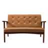 Sofá de 2 Lugares Estilo Escandinavo com Couro Sintético, Estrutura de Madeira Maciça e Apoios de Braço, Sofá para Sala, Quarto, Escritório e Apartamento, Capacidade de 240 kg, 124×74×75 cm