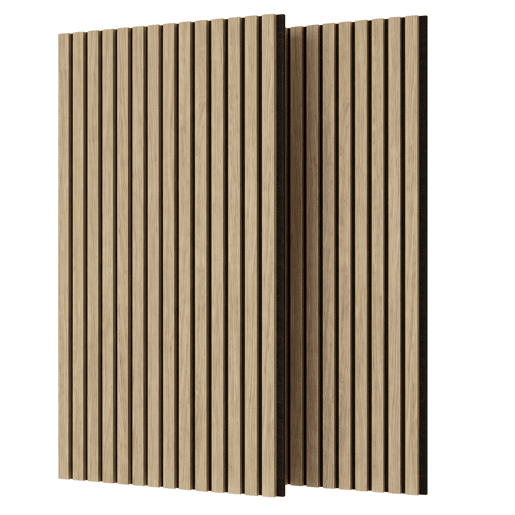 Conjunto de 2 painéis acústicos Silence, 60x120x1,8 cm, para isolamento acústico de paredes, nas cores carvalho, nogueira e preto.